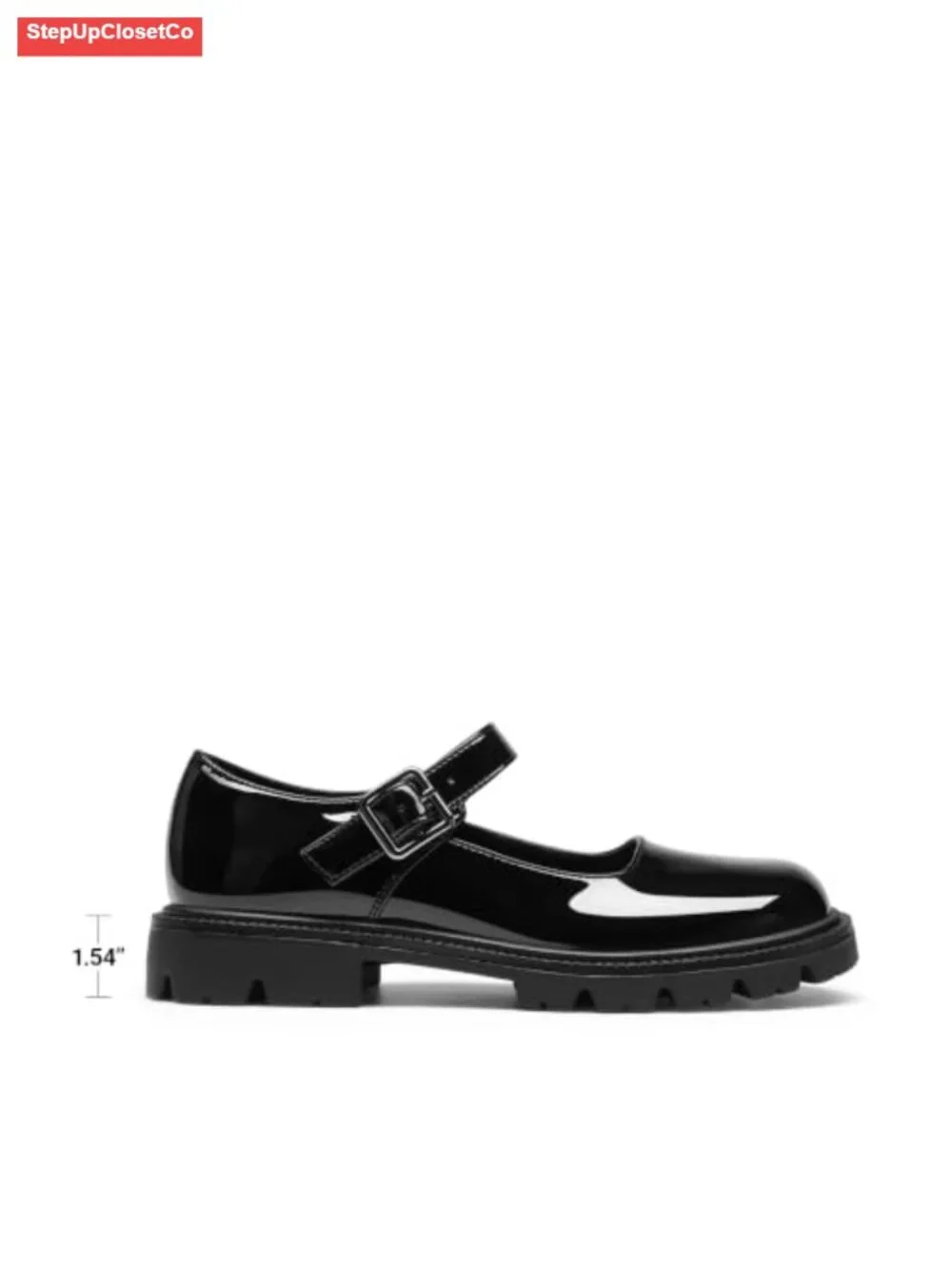 Chunky Mary Jane Flats for Women - Faux Leather Platform Shoes